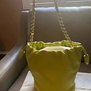 Loewe Green and Gold Shoulder Bag with Slouchy Design
